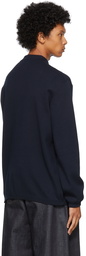 Sunnei Navy Knit Long Sleeve Polo