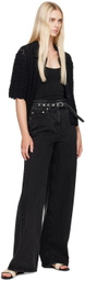 3.1 Phillip Lim Black Wide Leg Belted Jeans