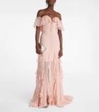 Costarellos Galiya off-shoulder silk georgette gown