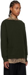 Dries Van Noten Green Off-The-Shoulder Sweatshirt