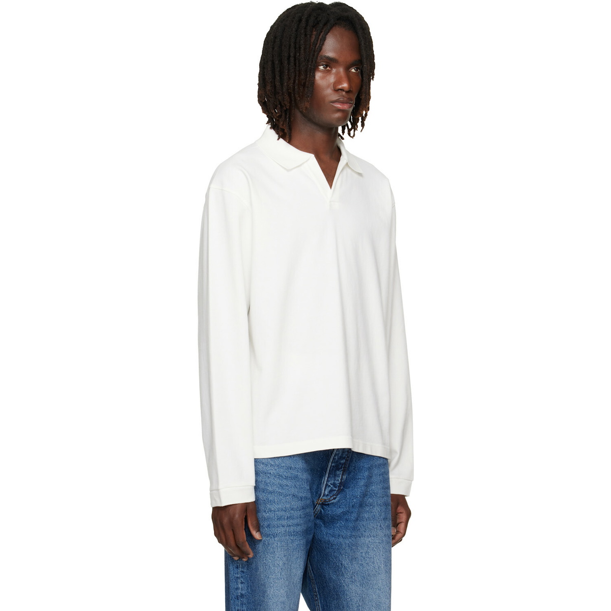 Studio Nicholson Off-White Sudds Long Sleeve Jersey Polo