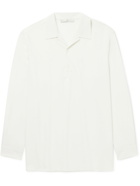 UMIT BENAN B - Camp-Collar Virgin Wool Half-Placket Shirt - Neutrals