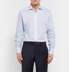 Ermenegildo Zegna - Light-Blue Cutaway-Collar Striped Cotton Shirt - Blue