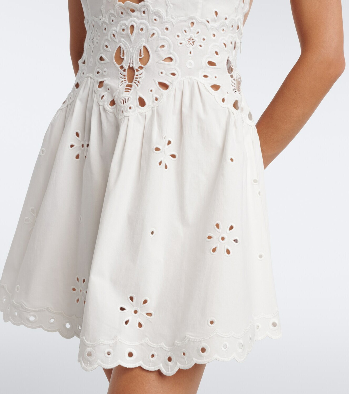 Retrofête Broderie anglaise cotton-blend minidress