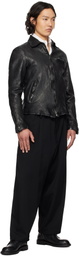YOHJI YAMAMOTO Black Backlash Edition Calf Single Riders Leather Jacket