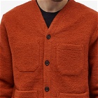 Universal Works Men's Wool Fleece Cardigan in Orange