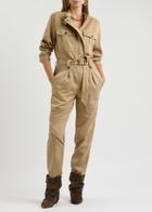 Isabel Marant Jelica Belted Cotton Jumpsuit Beige