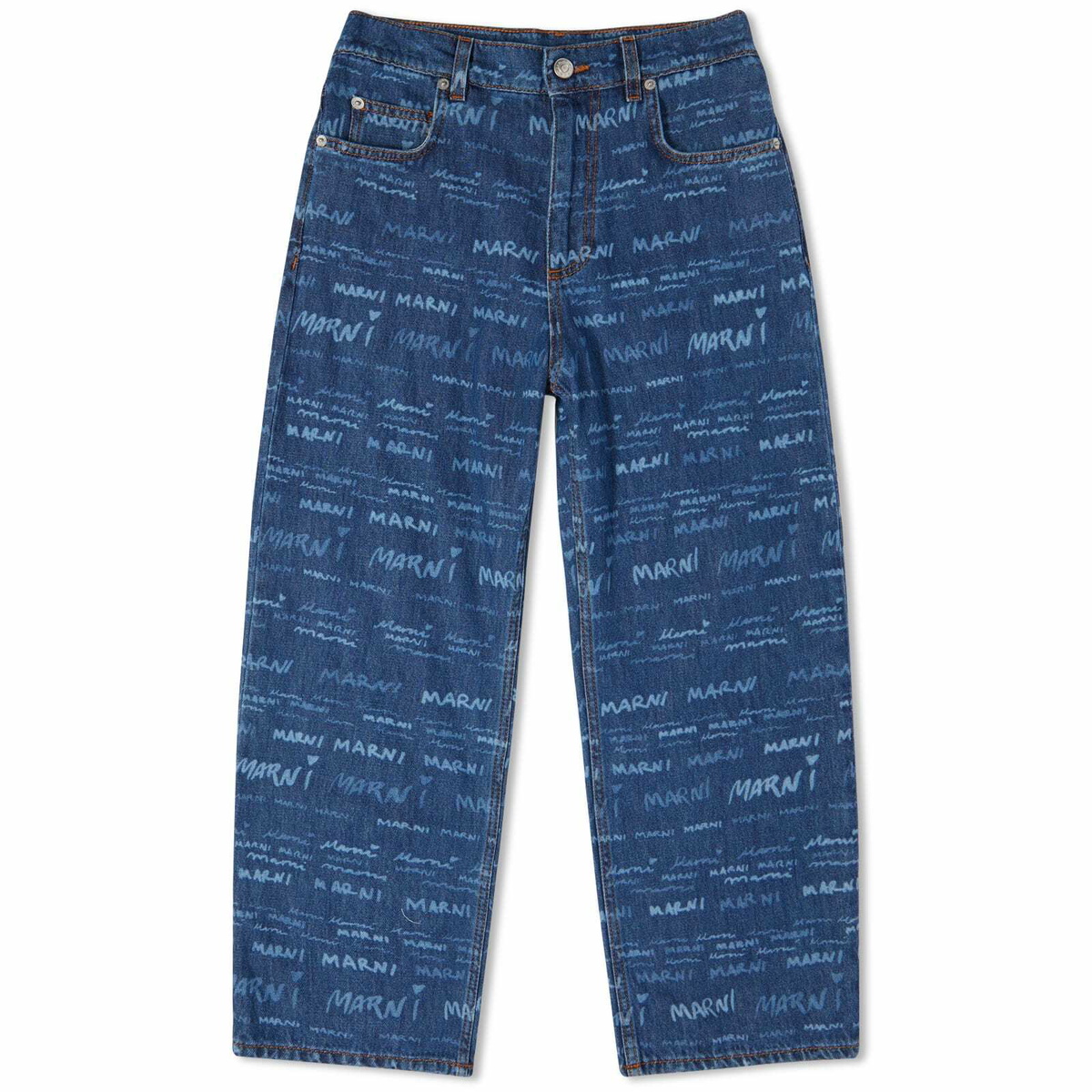 Marni Women's Logo Denim Jeans in Iris Blue Marni