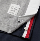 Thom Browne - Colour-Block Webbing-Trimmed Cotton-Jersey T-Shirt - Men - Gray