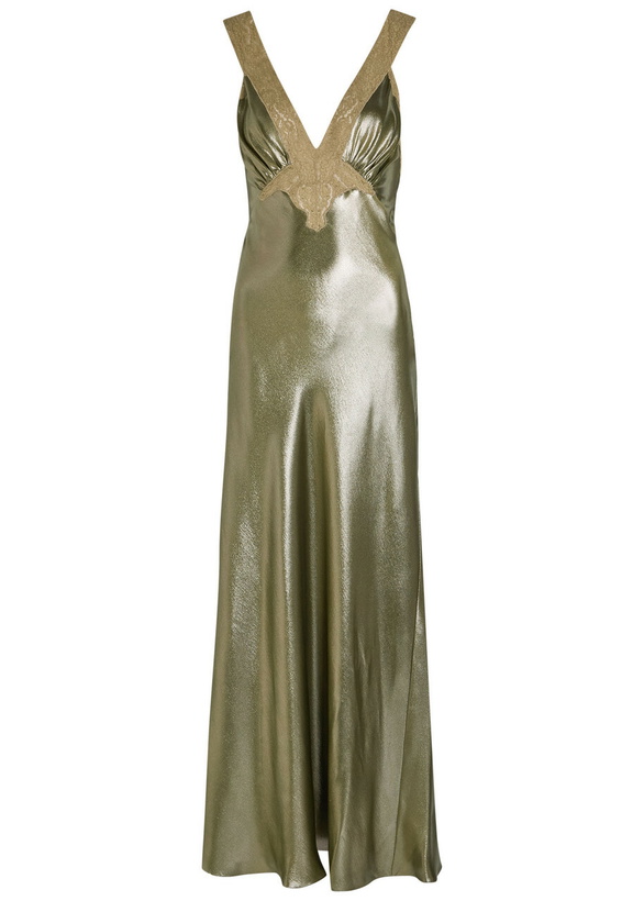 Photo: Saint Laurent Metallic Silk Maxi Dress Silver Other