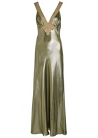 Saint Laurent Metallic Silk Maxi Dress Silver Other