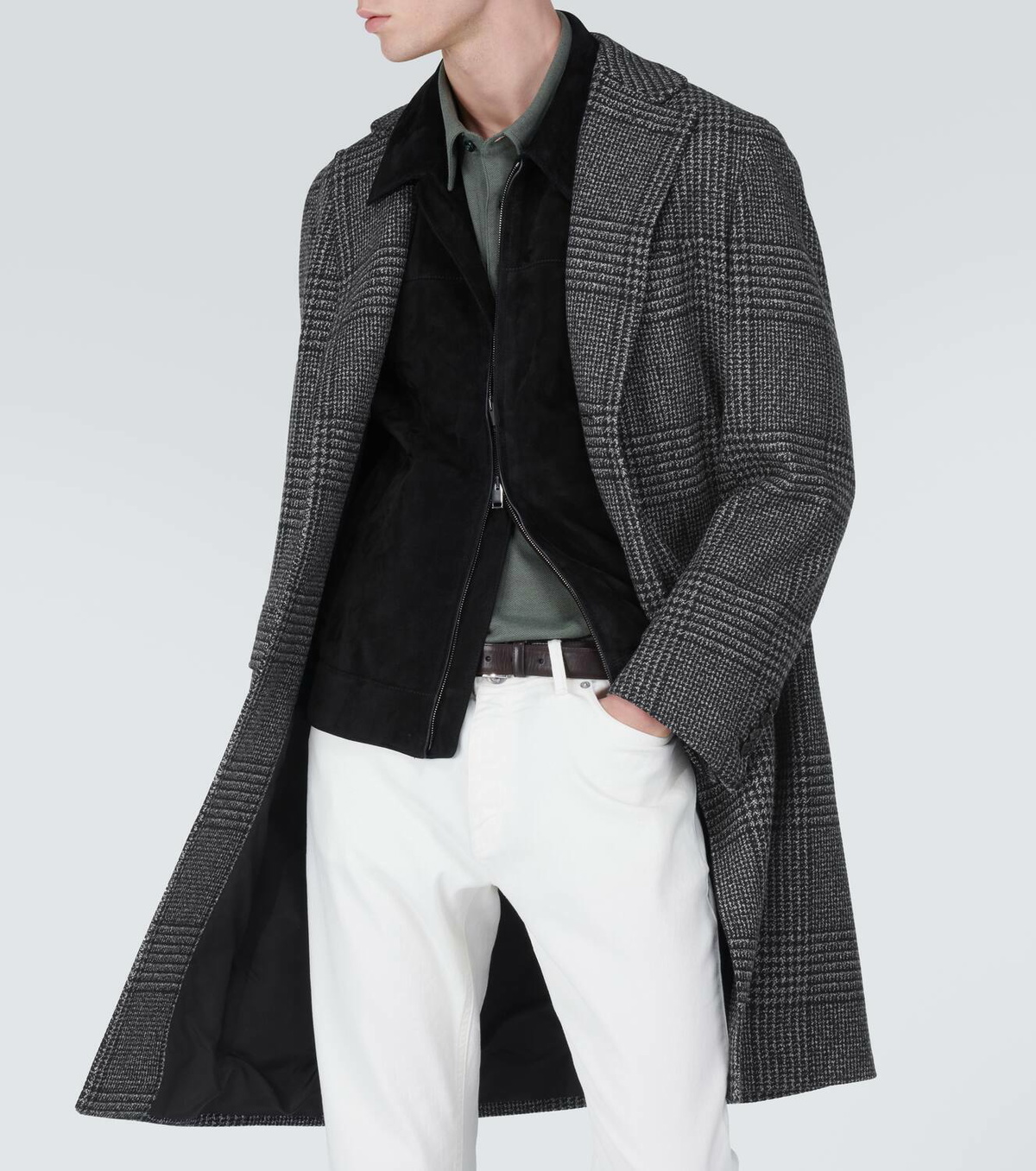 Brioni Houndstooth wool overcoat