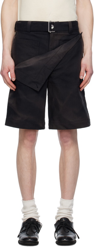 Photo: JiyongKim Black Sun-Bleached Double Front Shorts