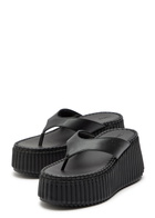 Chloe Nama 80 Thong Leather Wedge Sandals Black
