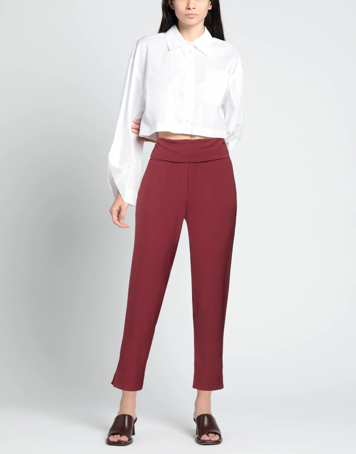 Manila Grace Womens Pants Burgundy