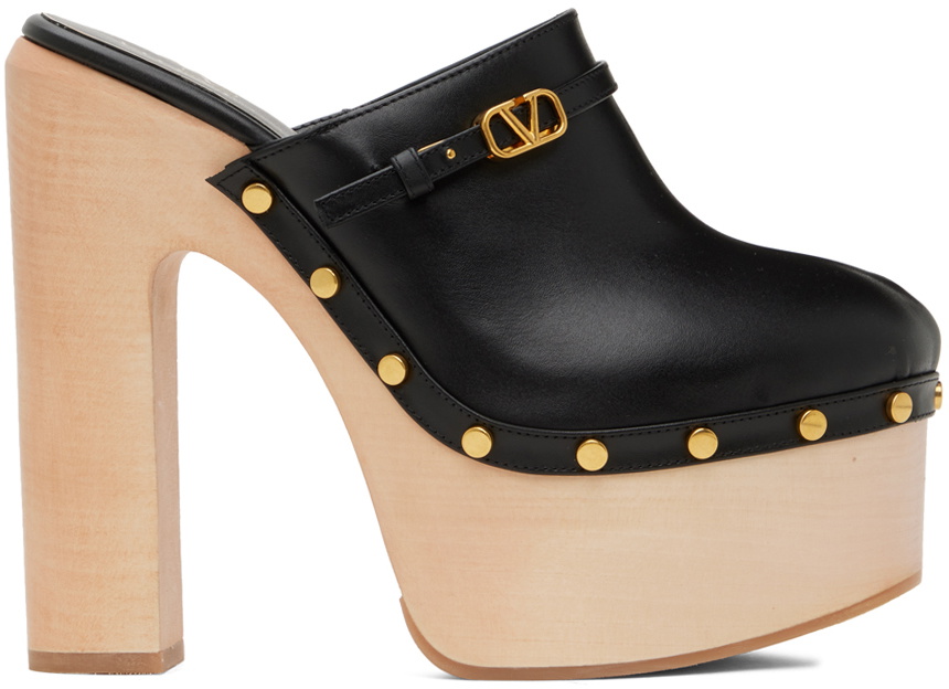 Valentino Garavani Black Tan-Go Clogs