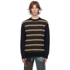 Junya Watanabe Navy Wool Striped Stitch Sweater