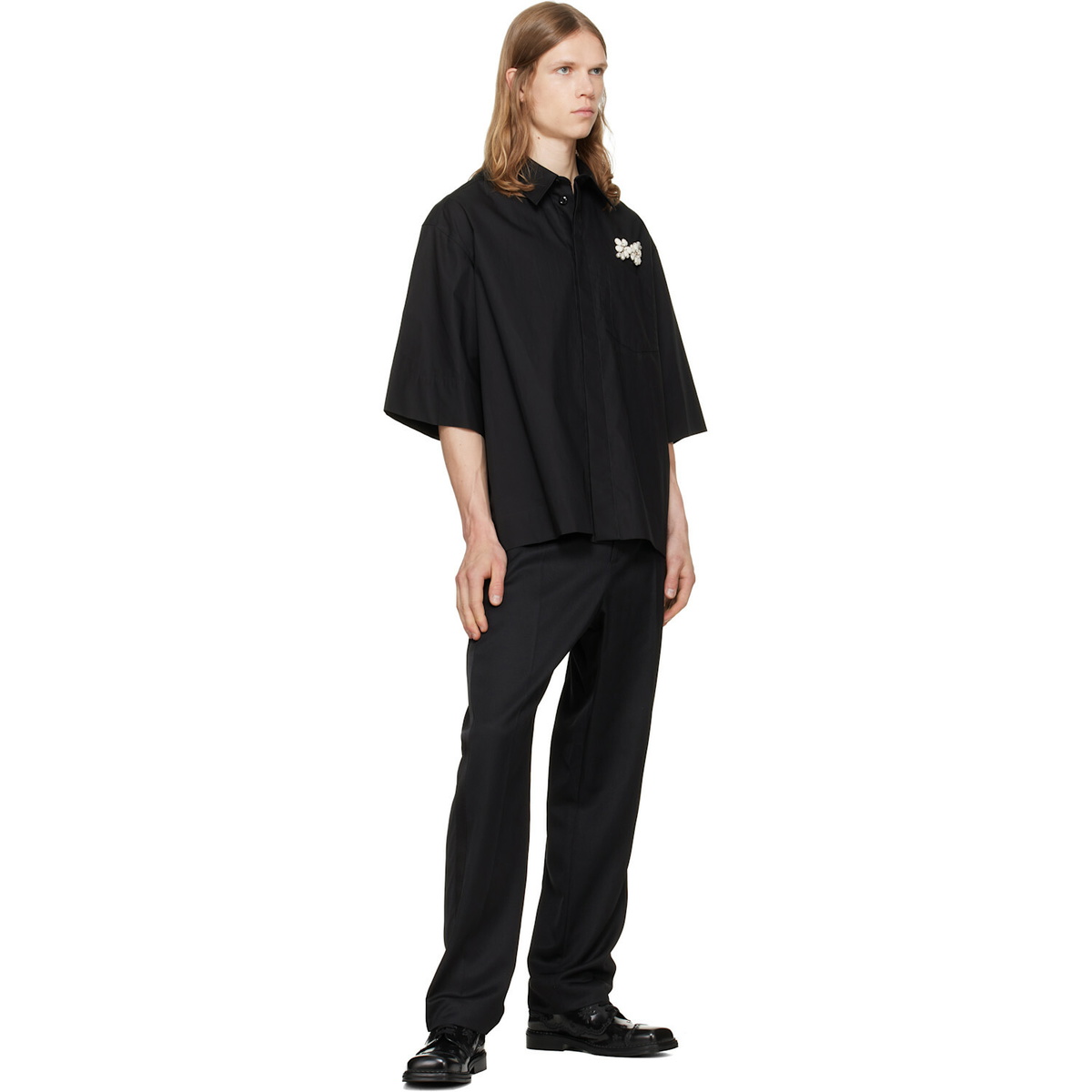 Simone Rocha Black Straight Leg Tux Trousers