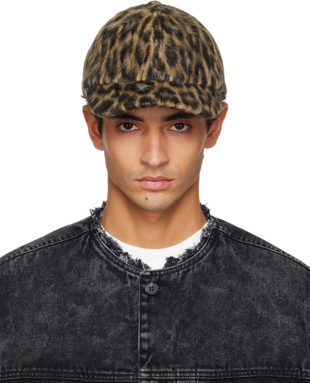 Lanvin Brown Leopard Print Cap