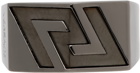Versace Gunmetal Logo Debossed Ring