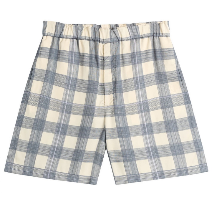 Photo: Jil Sander Men's Relaxed Fit Check Shorts in Blue Hydrangea