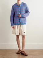 BODE - Meandering Striped Jacquard-Knit Pima Cotton and Merino Wool-Blend Cardigan - Blue