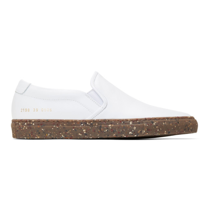 Photo: Common Projects White Confetti Slip-On Sneakers