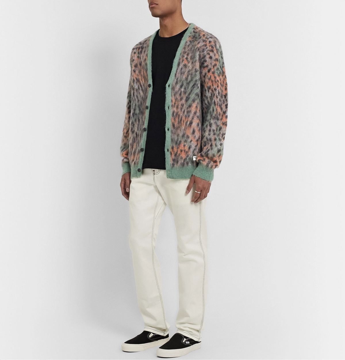 Wacko Maria - Leopard-Jacquard Mohair-Blend Cardigan - Green