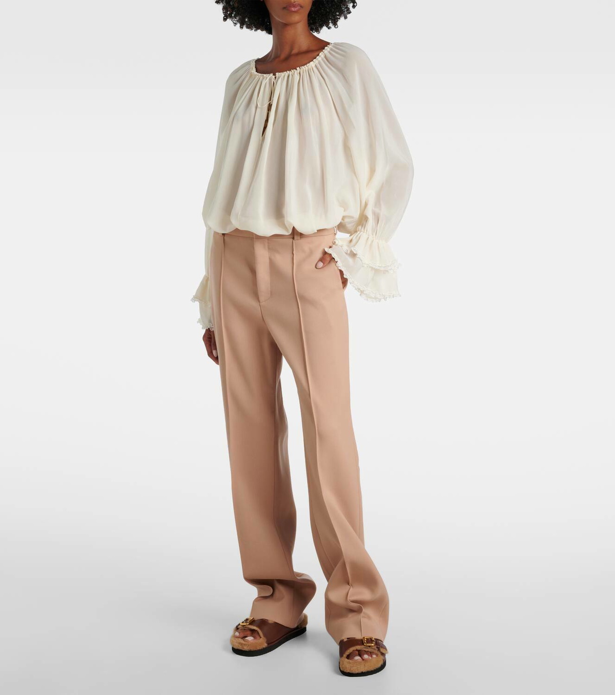 ＊CHLOE クロエ＊ Nil Shearling Leather Sandals Chloé Nil shearling-lined leather sandals Chloe