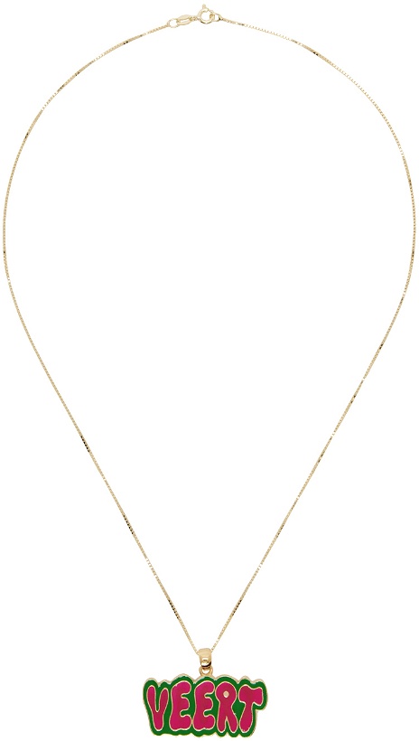 Photo: VEERT Gold & Green Logo Pendant Necklace