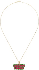 VEERT Gold & Green Logo Pendant Necklace