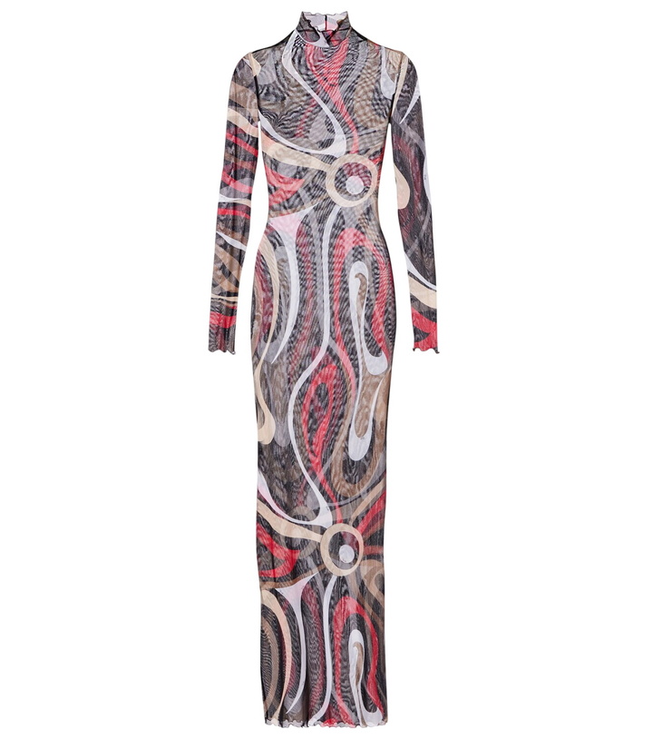 Photo: Pucci Printed tulle-trimmed jersey maxi dress