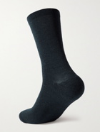 Pas Normal Studios - Control Logo-Intarsia Merino Wool-Blend Piqué Cycling Socks - Blue