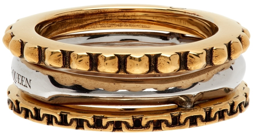 Alexander McQueen Gold/silver brass ring