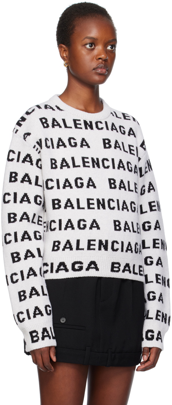 Balenciaga Off-White Jacquard Sweater Balenciaga