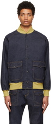 Needles Indigo & Yellow Denim Bomber Jacket