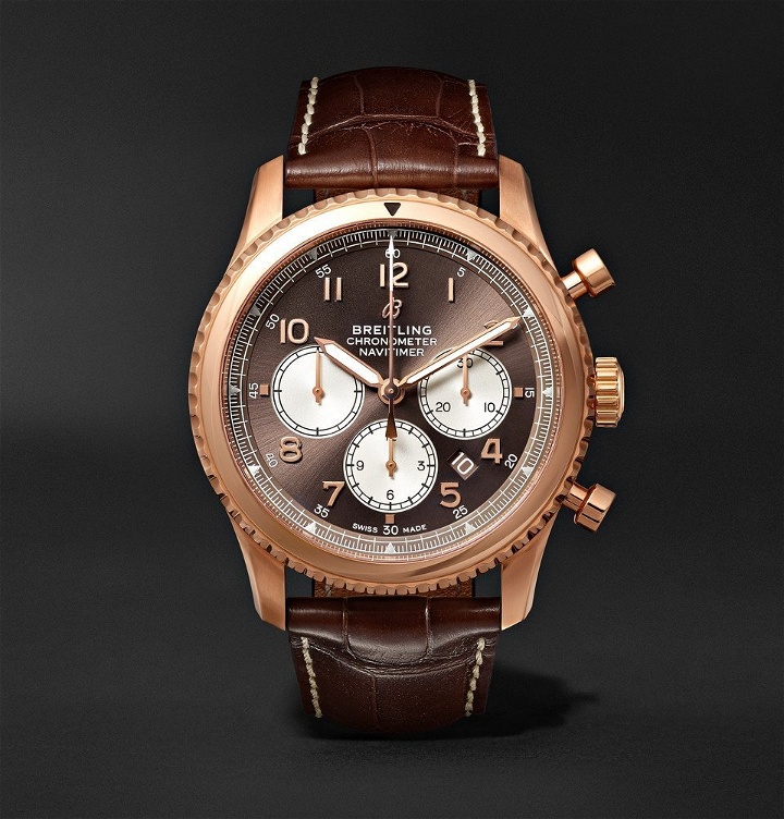 Photo: Breitling - Navitimer 8 B01 Chronograph 43mm Red Gold and Alligator Watch - Men - Brown