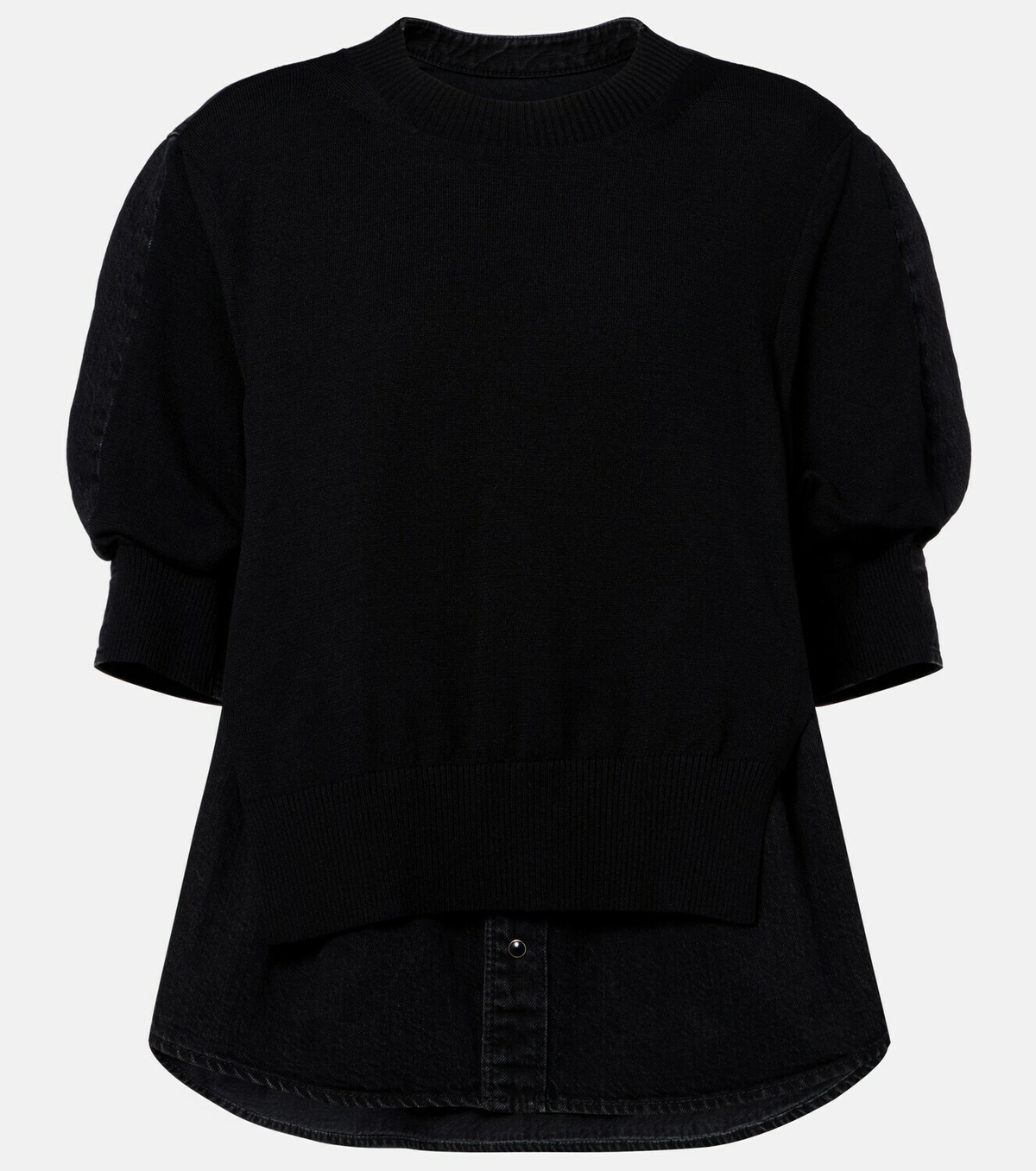 Sacai Layered cotton-blend sweater
