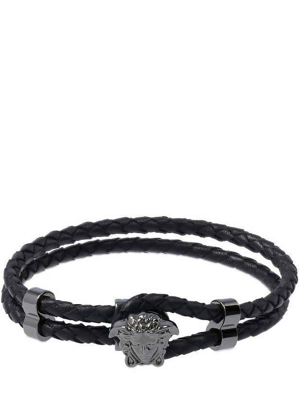 Photo: VERSACE - Medusa Logo Double Wire Leather Bracelet