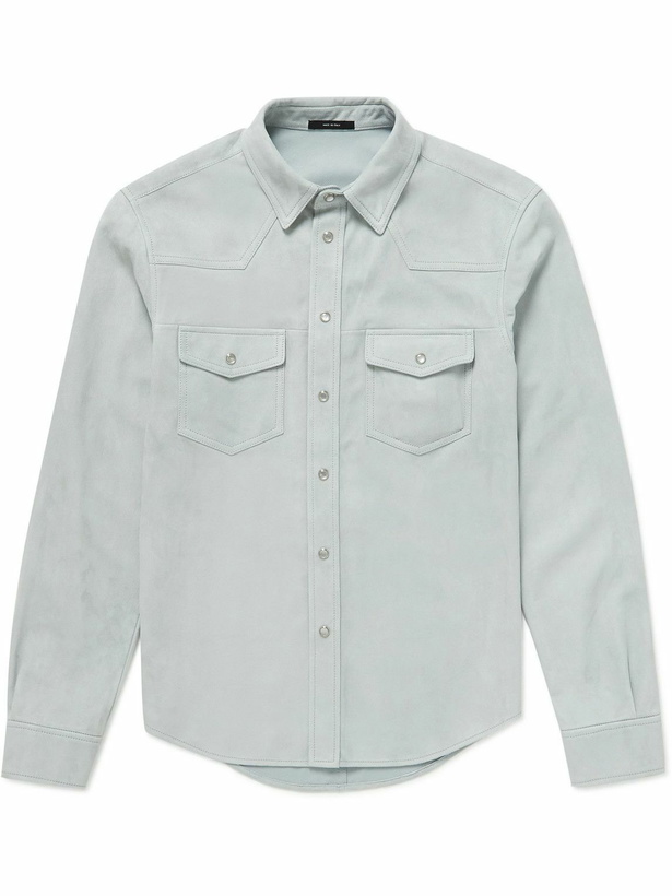 Photo: TOM FORD - Slim-Fit Suede Western Overshirt - Blue