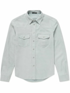 TOM FORD - Slim-Fit Suede Western Overshirt - Blue