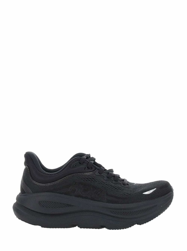 Photo: Hoka bondi 9 Black Low Top Sneakers With Maxi Logo Lettering On The Side In Tech Fabric Unisex
