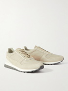 Brunello Cucinelli - Perforated Leather and Suede Sneakers - Neutrals