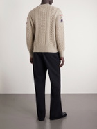 Burberry - Logo-Intarsia Cable-Knit Wool and Cashmere-Blend Sweater - Neutrals