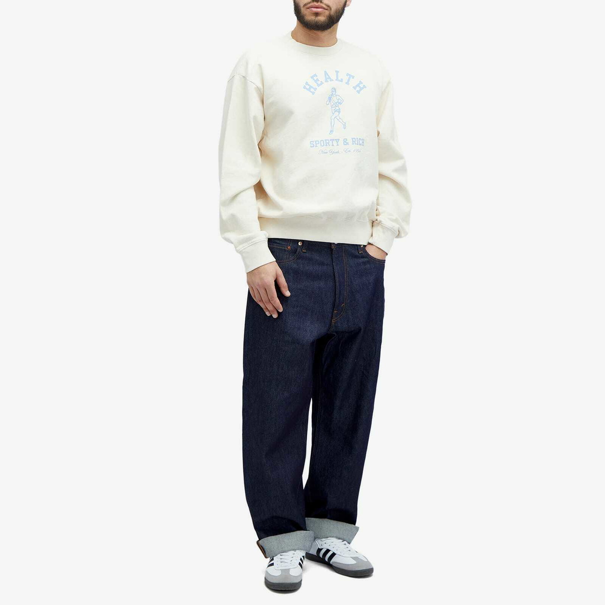 Sporty & Rich NY Running Club Crew Sweat in Cream