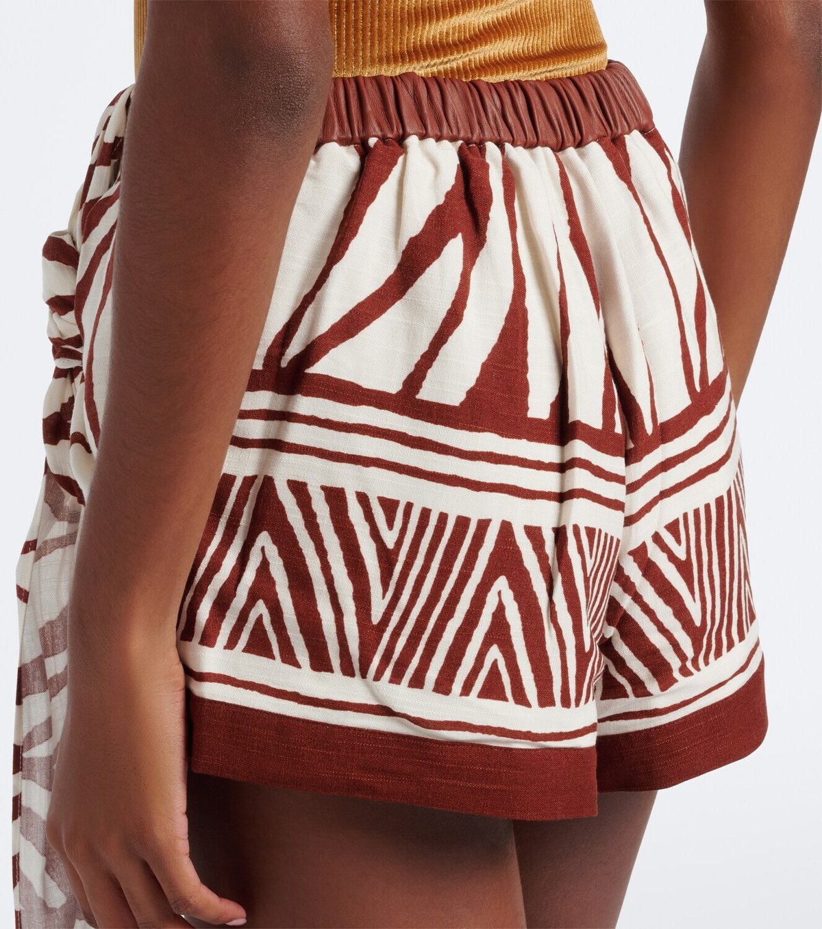 Jacques Wei Leather-trimmed printed shorts
