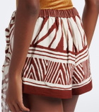 Jacques Wei Leather-trimmed printed shorts