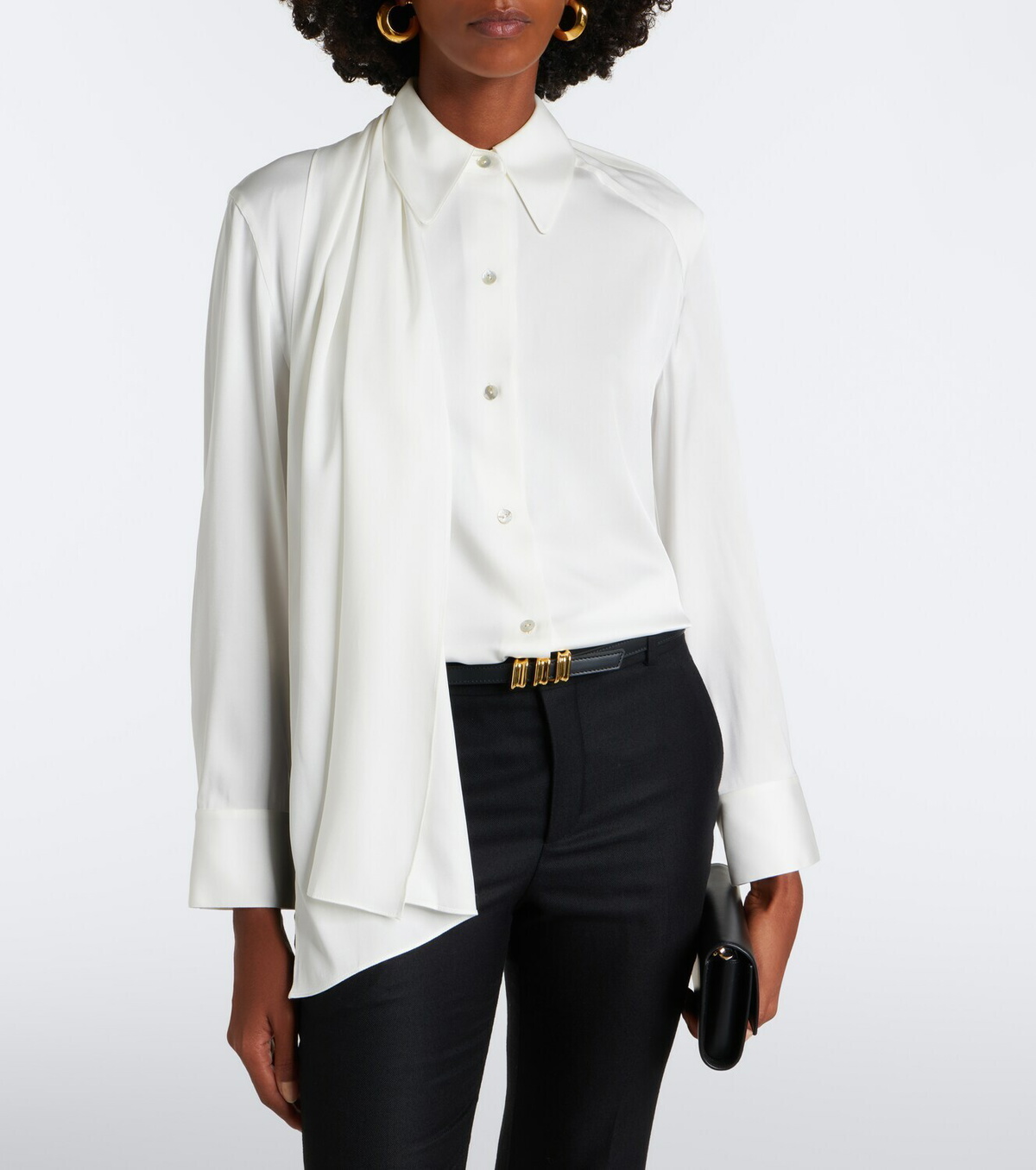 Vince Draped silk-blend satin blouse