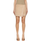 BALMAIN Beige Suede Wrap Miniskirt