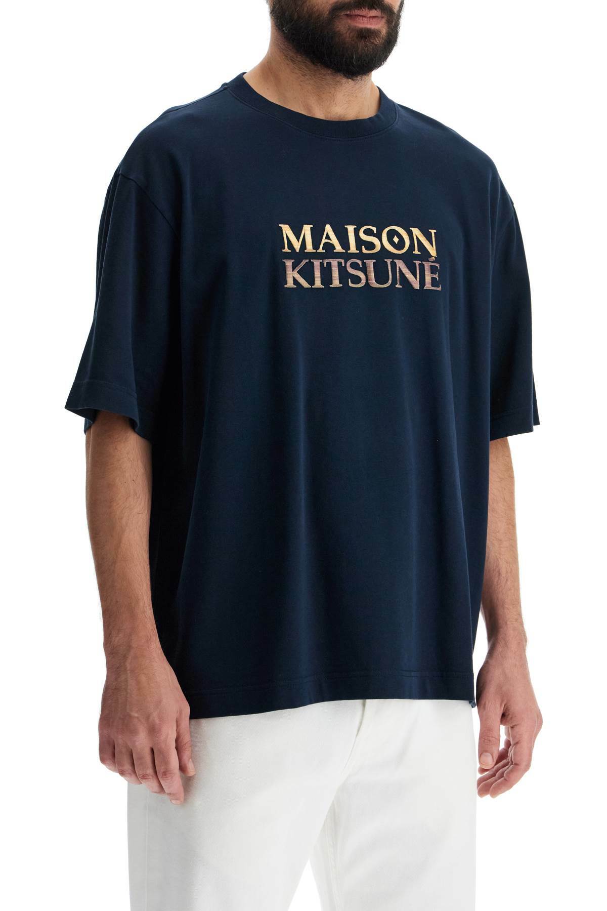 MAISON KITSUNE oversized t-shirt with gradient logo Blue Maison
